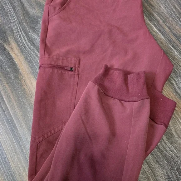 FIGS Zamora Jogger Scrub Pants Womens Large Burgundy Maroon FIONx W18SW2005 - Picture 7 of 8